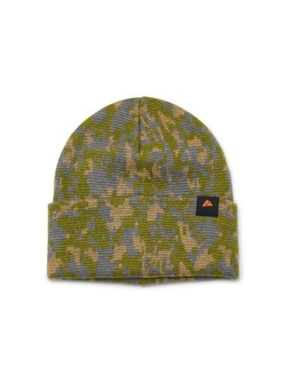 Ozark Trail Mens Camo Knit Beanie Hat Folded Cuff  Logo Patch Green Gray